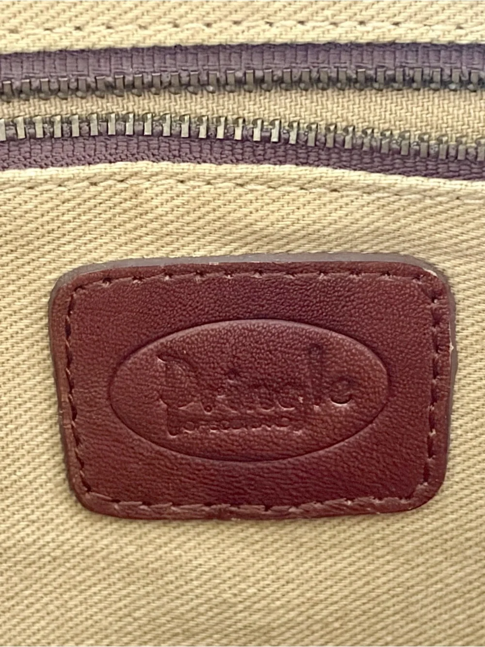 Pringle of Scotland VTG leather & coated canvas laptop bag, zip, brass, GUC